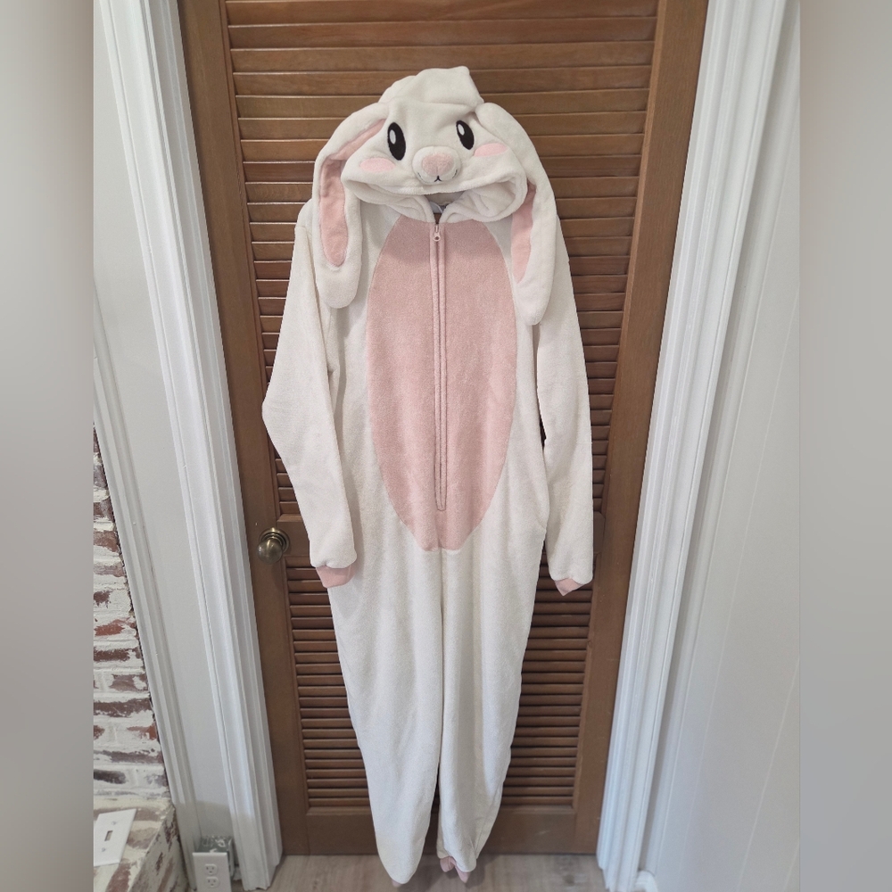 Adult Unisex Bunny Easter Rabbit Costume One-Piece Bodysuit Jumpsuit  XL